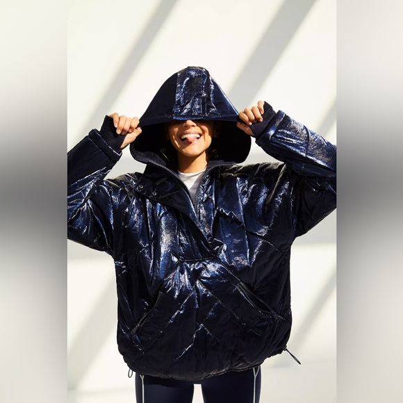 Free People Movement Polar Ice Puffer Jacket - Metallic Blue - Extra Small XS - Picture 2 of 13